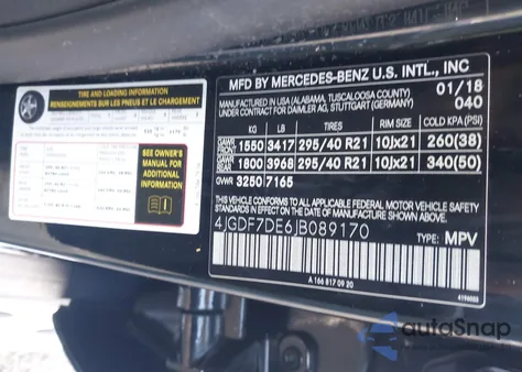 2018 Mercedes-Benz Gls 550 4Matic из США, поврежденный, VIN 4JGDF7DE6JB089170